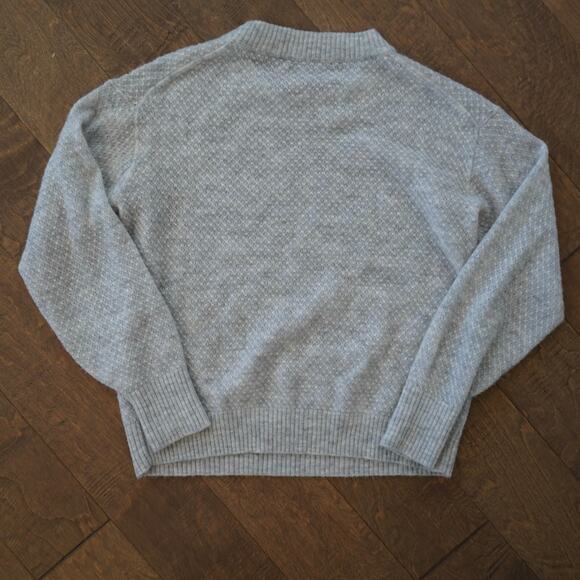 Quince Sweater Womens Small Light Gray Baby Alpaca-Wool Diamond Stitch Crewneck - Picture 6 of 9